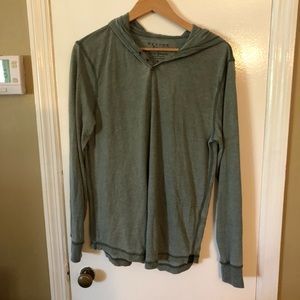 Lucky Hooded Sweatshirt M. Color is green gray.